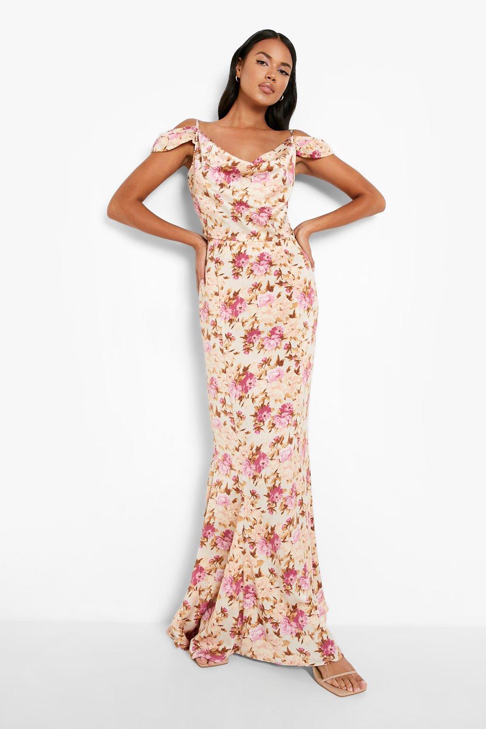 Occasion Satin Floral Frill Hem Maxi Skirt boohoo